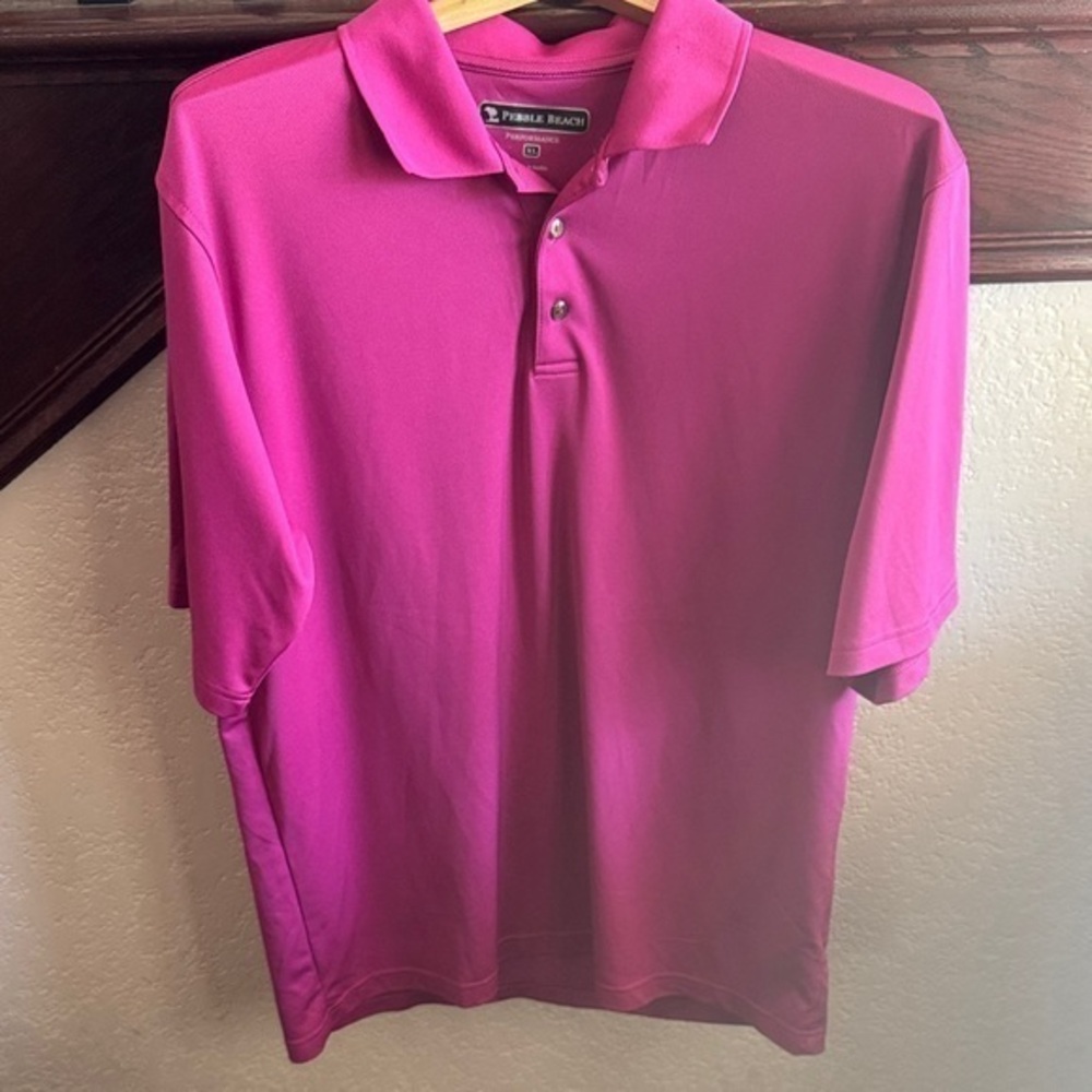 Pebble Beach Men's Size XL Vibrant Fuchsia Golf Polo Athletic Short Sleeve Shirt